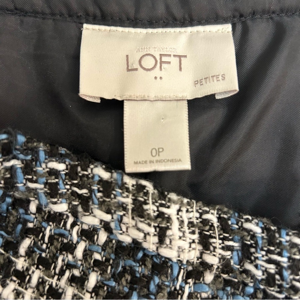 Ann Taylor LOFT Tweed  Mini Shift Skirt Forever‎ Navy Side Slit  NWOT Sz OP Twee - Picture 5 of 8
